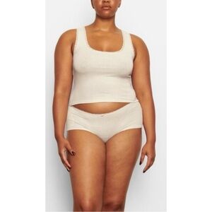 Skims Bone Lace Pointelle Logo Tank Top NWT!